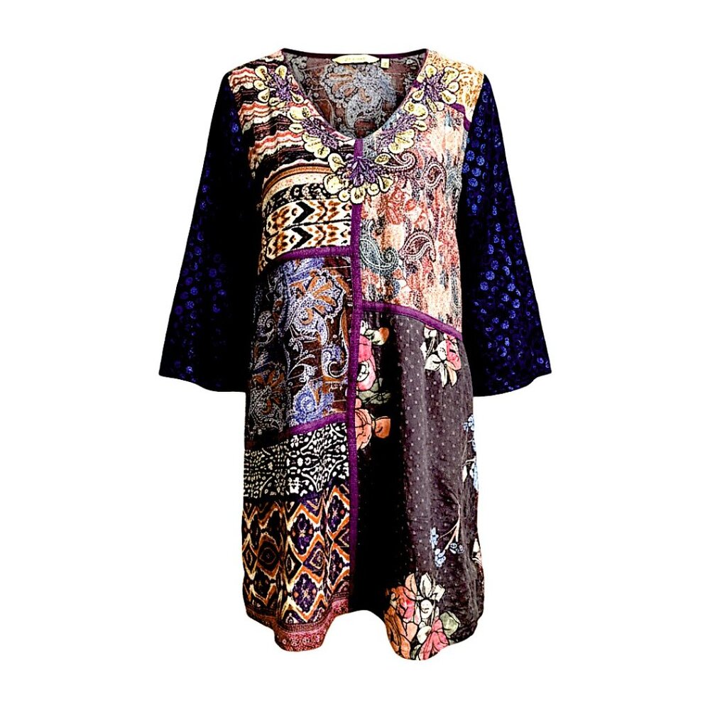 Bohemian Patchwork Tunic: Richly Colored Fabrics,… - image 2